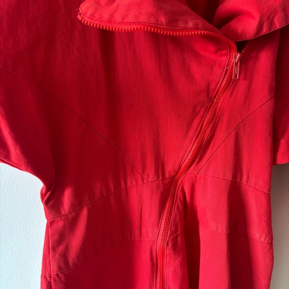 Vintage 80s Joni Blair of California Blazer Zip Front Mini Dress in Scarlet Red - Picture 11 of 13